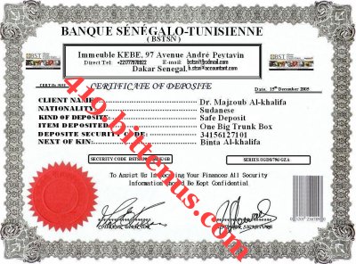 Deposit Certificate 001